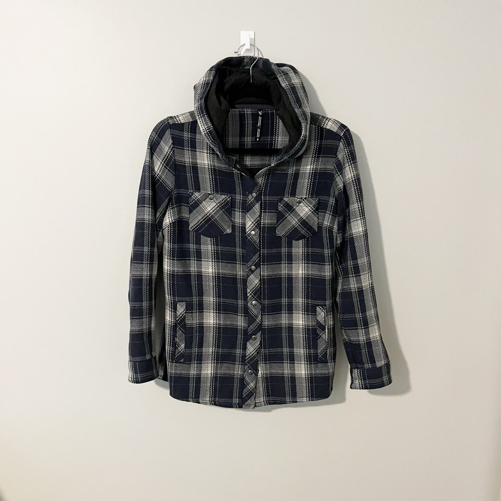 Kuhl Kleo‎ hoodie Shacket blue plaid women’s size small